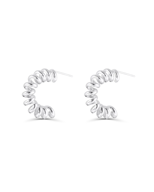 Spiralės formos sidabriniai auskarai
